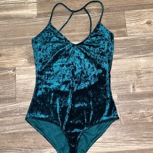 Green velvet bodysuit